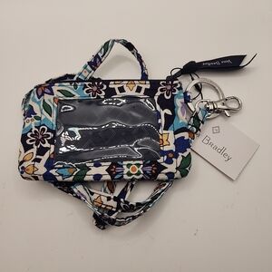 Vera Bradley Zip ID Case + Lanyard Lisbon Medallion Cool New With Tag